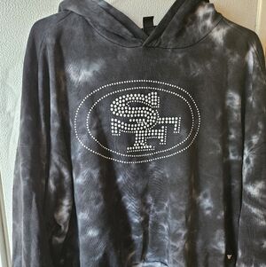 Black Tie-Dye SF 49s Rhinestone Short Hoodie